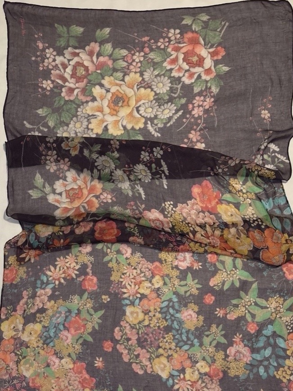 Johnny Was Camila NWT Dark Floral Scarf with Multicolor Bouquet - Picture 9 of 10